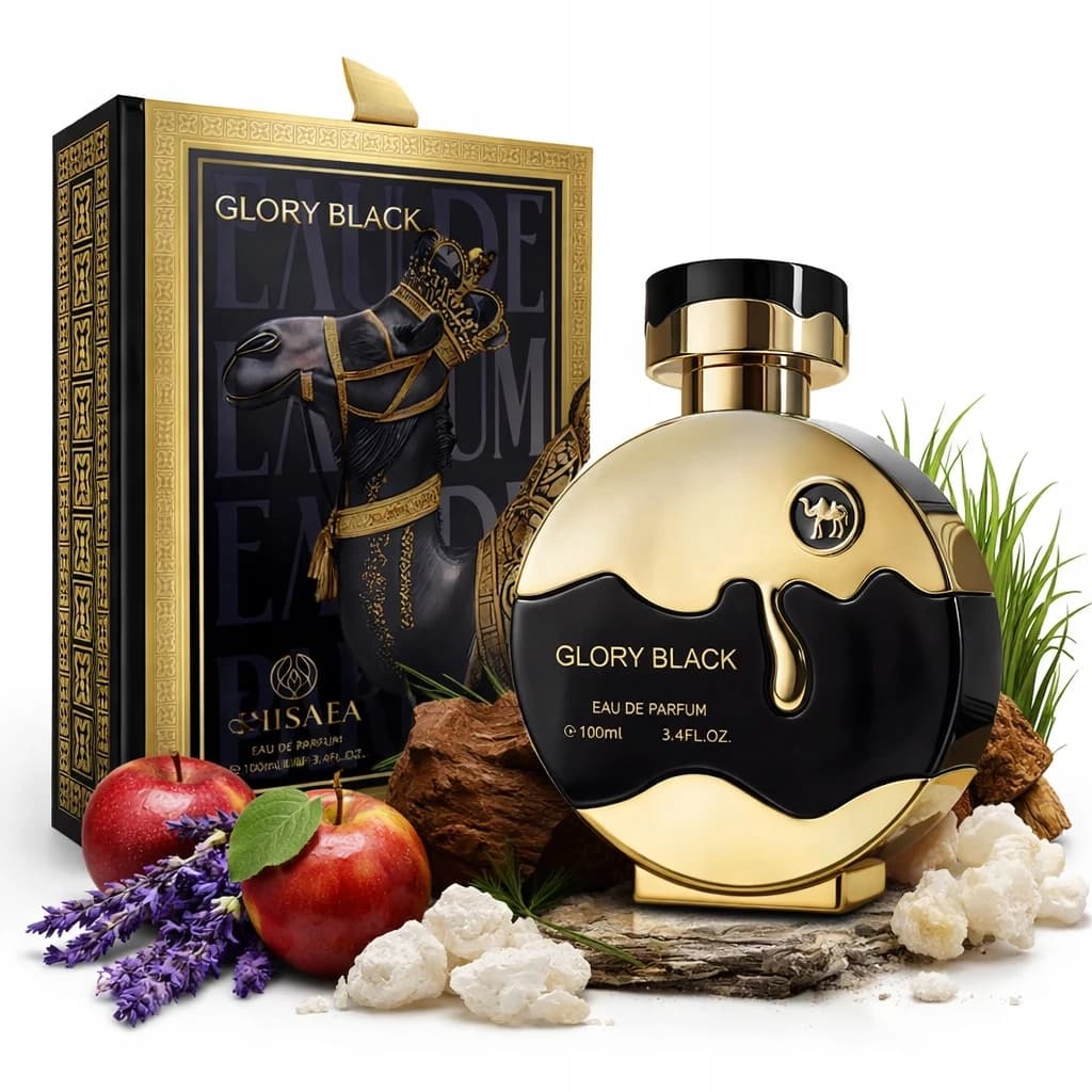 bez marki PERFUMY ARABSKIE ZAPACHY KHSAFA GLORY BLACK ORIENTALNE EDP PIŻMO WETYWERIA